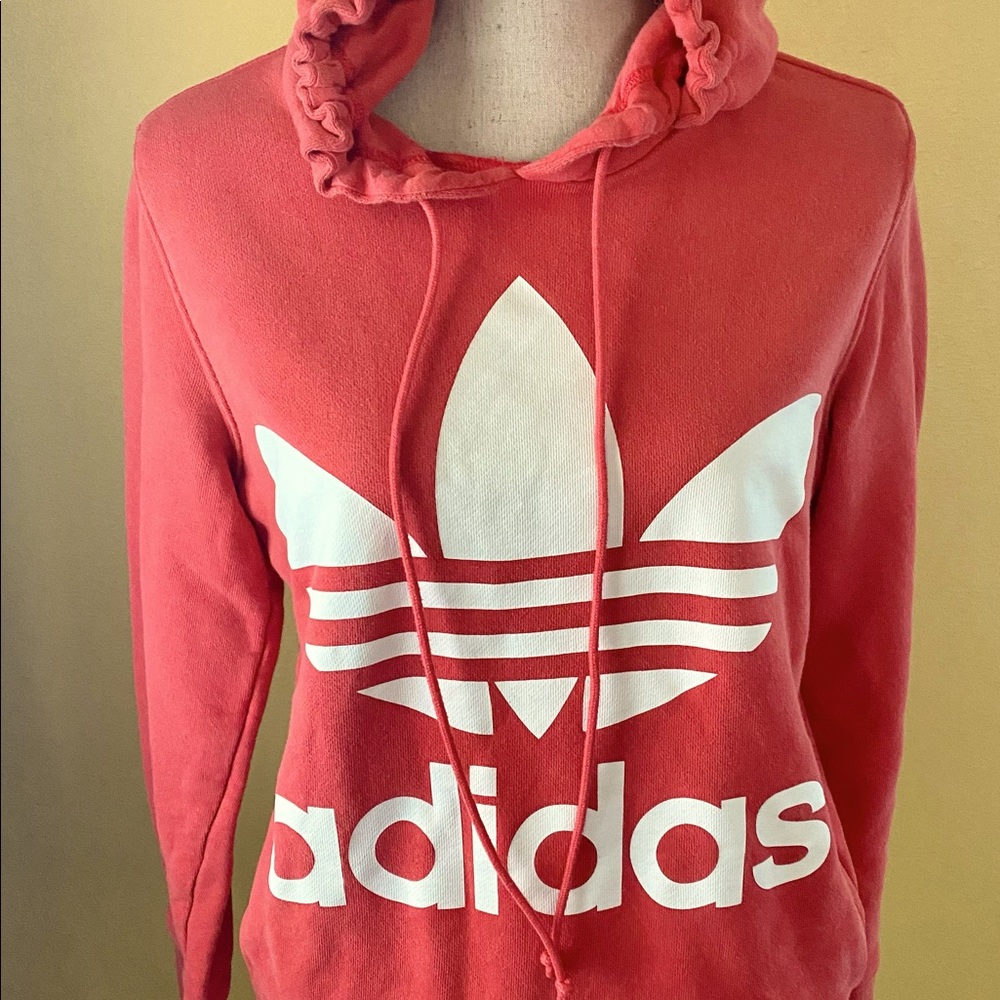 Adidas 3 Stripes premium hooded Trefoil logo sweatshirt hoodie  Sz S